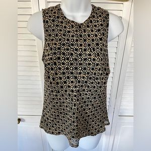 Ann Taylor Sleeveless Top Black & Gold Size 2